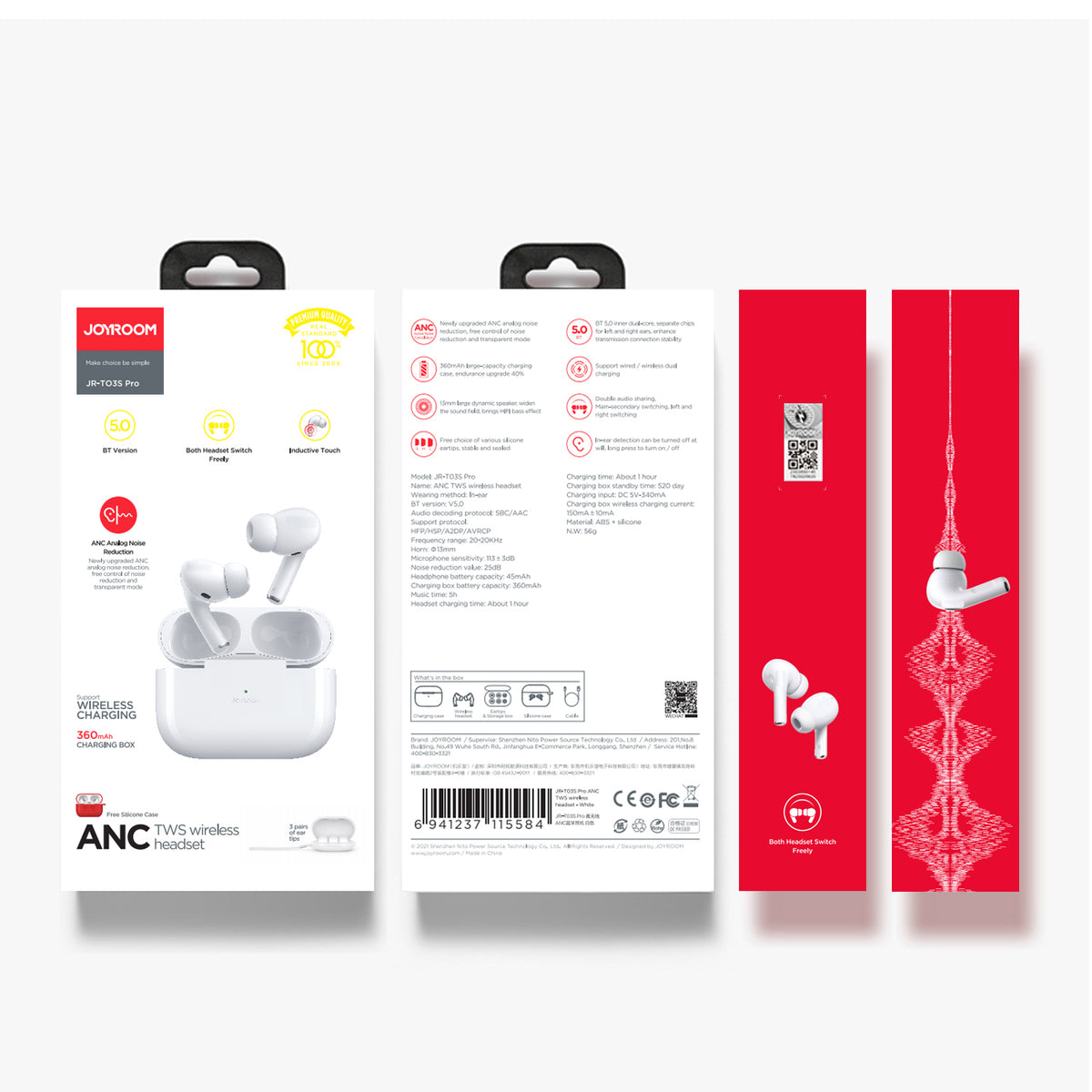 JOYROOM PRO JR-T03s Pro ANC TWS WIRELESS EARBUDS (ORIGNAL)
